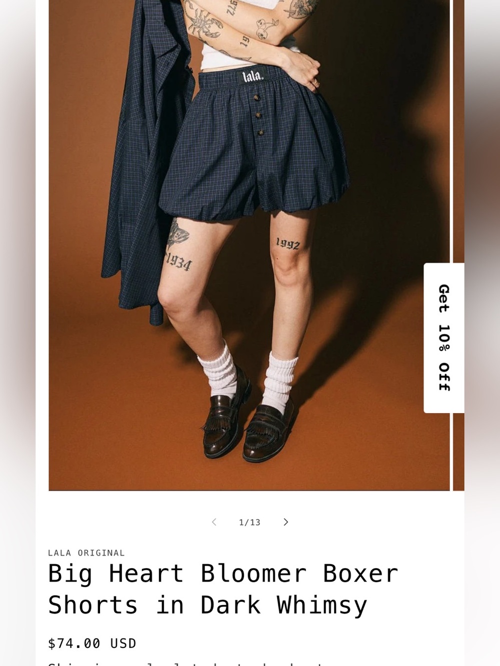 Dressed in LALA Grunge Plaid Bubble Hem Navy Bloomers